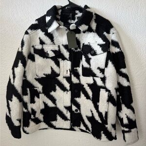 All Saints Monochrome Teddy Jacket